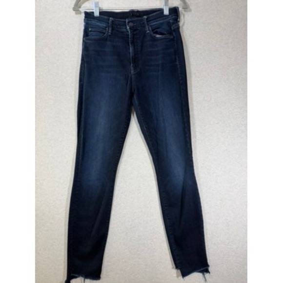 Mother Denim Denim - Mother Denim Skinny Jeans Womens 27 Dark Wash Excellent Raw Chewed Hem High Rise